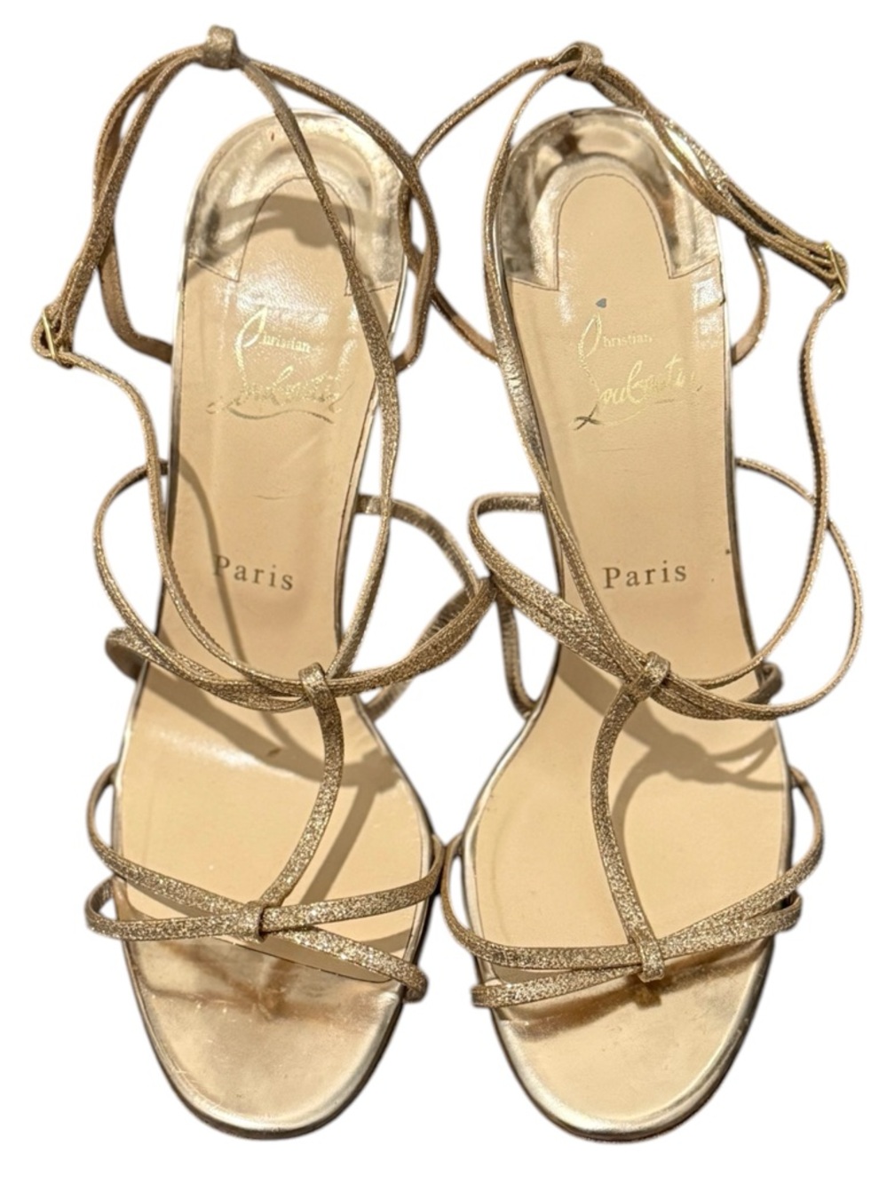 Vintage Christian Louboutin Gold Strappy Sandals Heels Women’s EU 40 - Picture 2 of 7